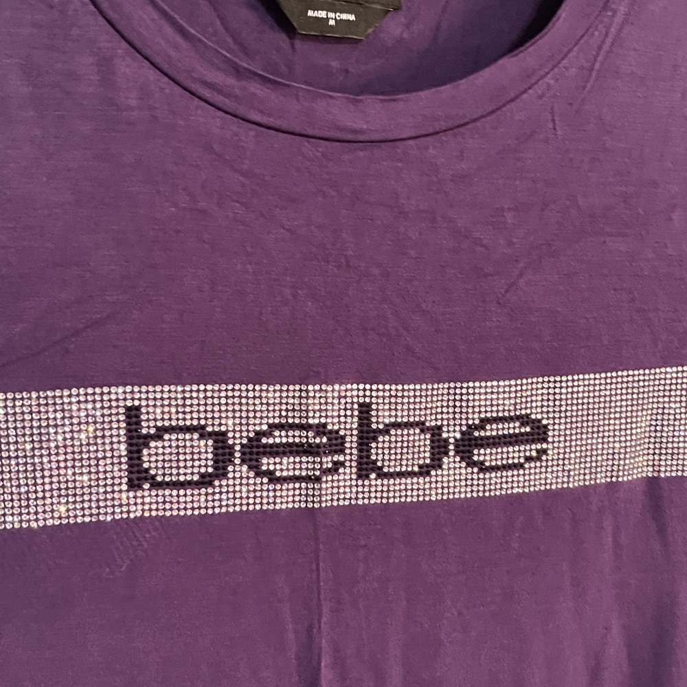 SELLING BeBe TOP for WOMEN SIZE M COLOR PURPLE SHORT SLEEVE BNWT - Picture 6 of 11